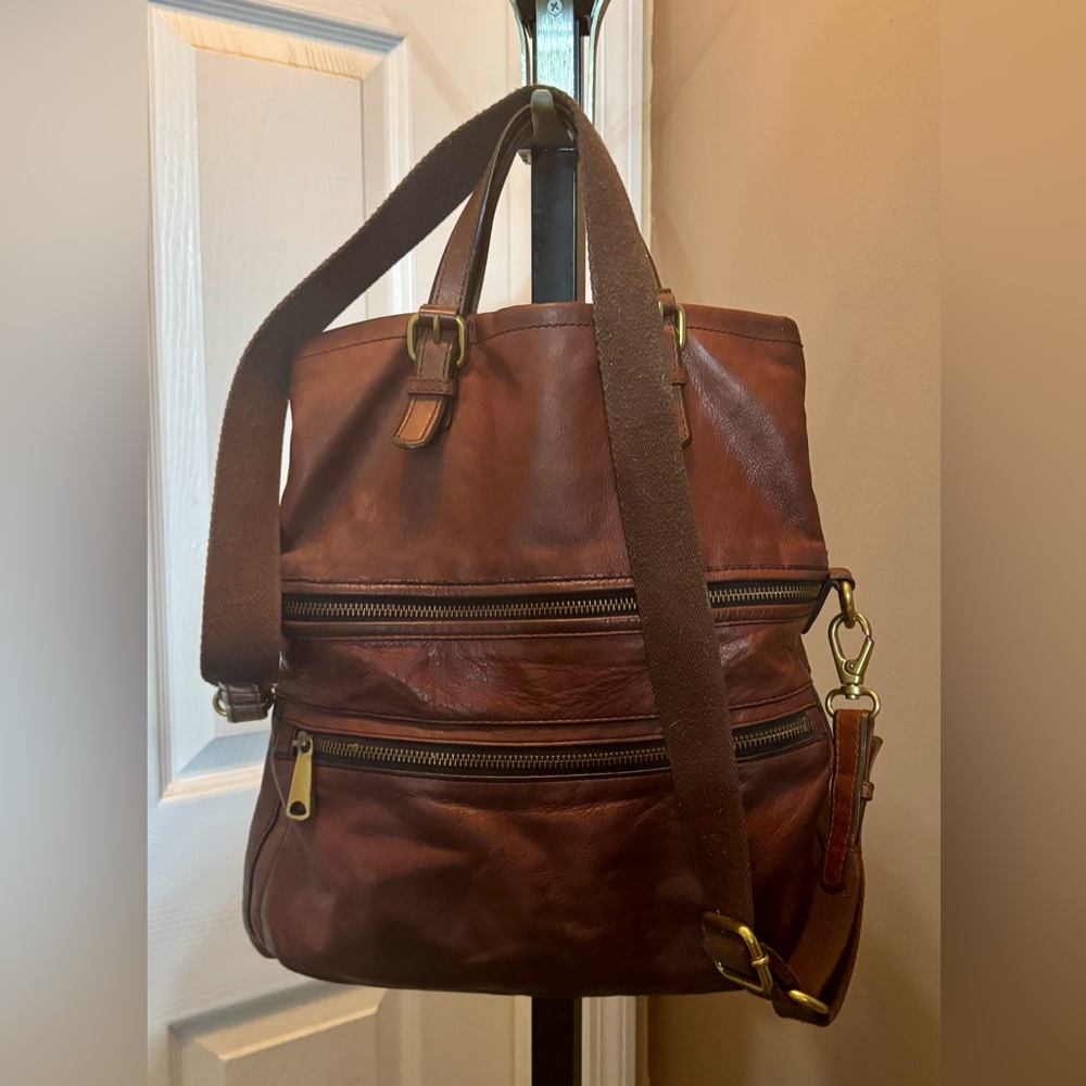Fossil Brown Leather Crossbody Bag
